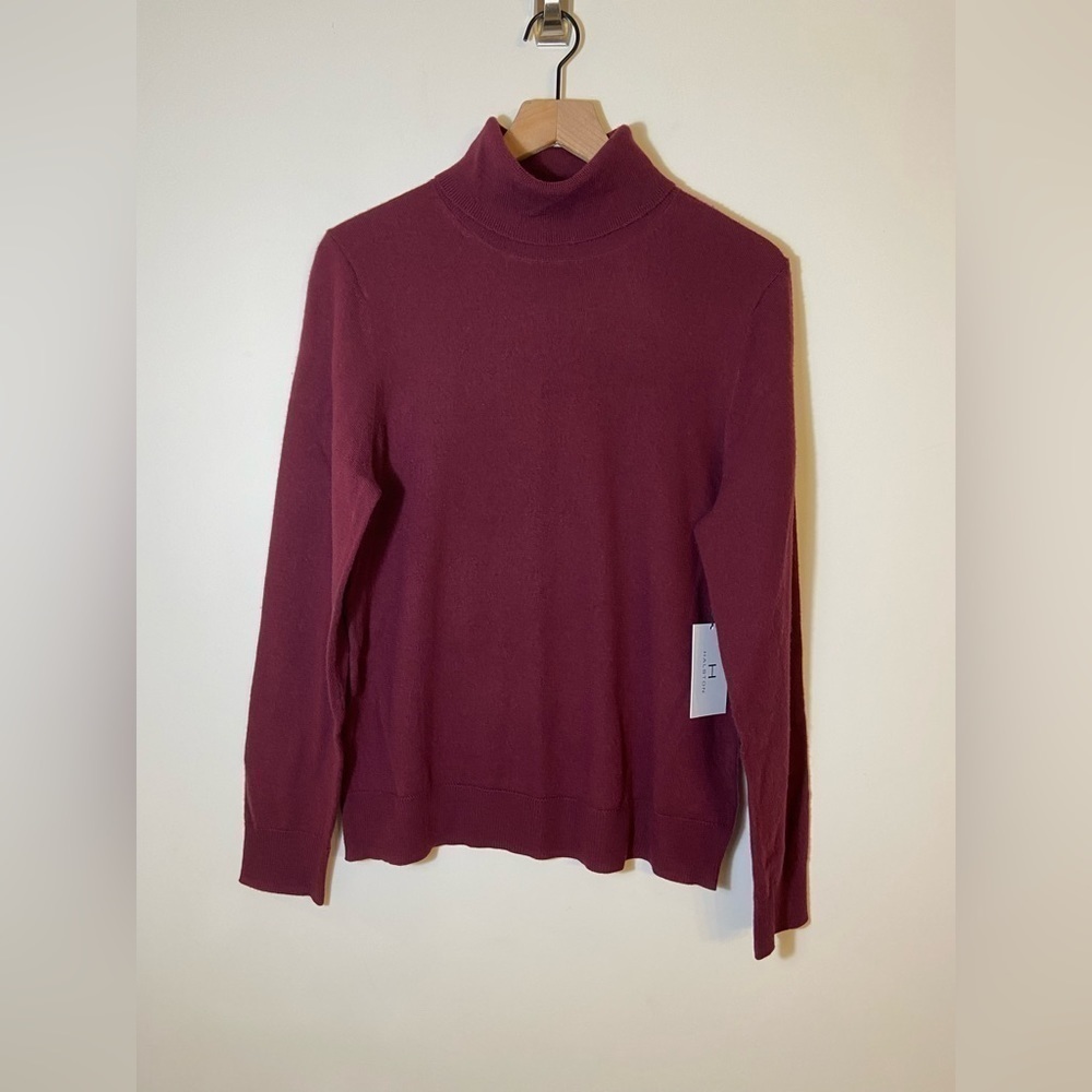 H by Halston NWT Extra Fine 100% Merino Wool Turtleneck Sweater Size XL Berry